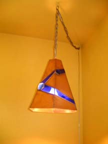 Copper and cobalt blue glass shade